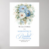Boho Light Blue Greenery Bridal Shower Welcome Poster (Vorne)