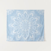 Boho Light Blue Mandala Wandteppich (Vorderseite (Horizontal))