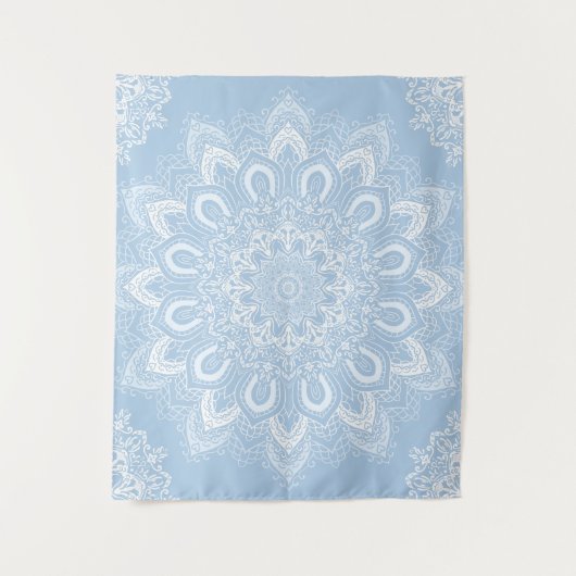 Boho Light Blue Mandala Wandteppich (Vorderseite)