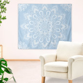 Boho Light Blue Mandala Wandteppich