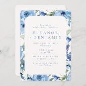 Boho Light Blue Watercolor Blume Hochzeit Einladung (Vorne/Hinten)