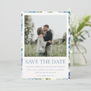 Boho Light Blue Watercolor Foto Hochzeit Save The Date