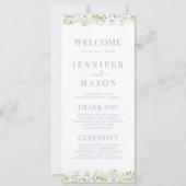 Boho Light Blue WildFlower Wedding Program Card (Vorderseite)