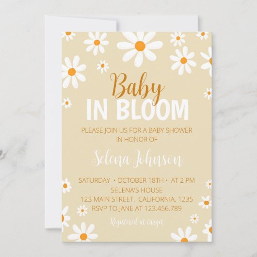 Boho Light Daisy Baby Shower Einladung (Vorderseite)