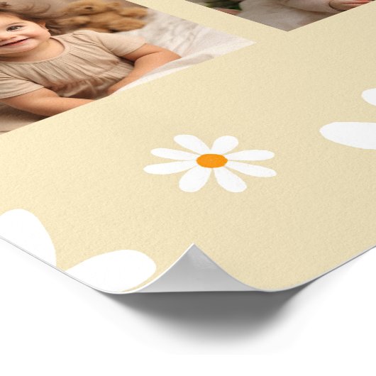Boho Light Daisy Birthday Foto Milestone Poster (Ecke)
