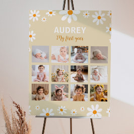 Boho Light Daisy Birthday Foto Milestone Poster