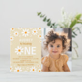 Boho Light Daisy Einladung zum ersten Geburtstag F (Stehend Vorderseite)