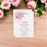 Boho Light Soft Pink Blume Sweet 16 Einladung<br><div class="desc">Boho hellrot rosa Blume mit Blätter.</div>