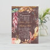 Boho Lights Pumpkins Engagement Party Einladung (Stehend Vorderseite)