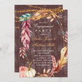 Boho Lights Pumpkins Engagement Party Einladung (Vorne/Hinten)