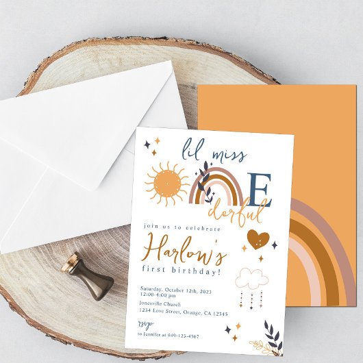 Boho Lil Miss One derful Birthday Einladung