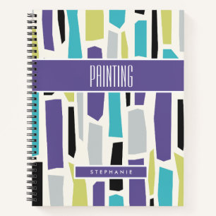 BOHO Lila Aqua Grau und Schwarz Thema Notizblock