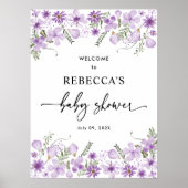 Boho Lila Baby Dusche Begrüßungsschild Poster (Vorne)