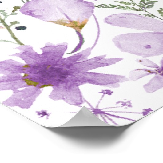 Boho Lila Baby Dusche Begrüßungsschild Poster (Ecke)