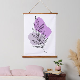 Boho lila Blume Wandteppich Mit Holzrahmen