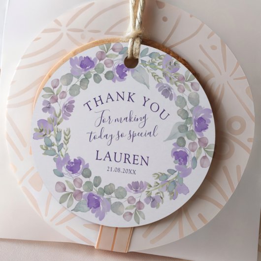 Boho Lila Blumen Geschenkanhänger