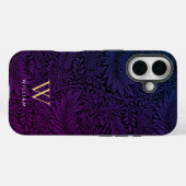 Boho Lila Blumen Gold Monogramm Name Case-Mate iPhone Hülle (Rückseite (Horizontal))