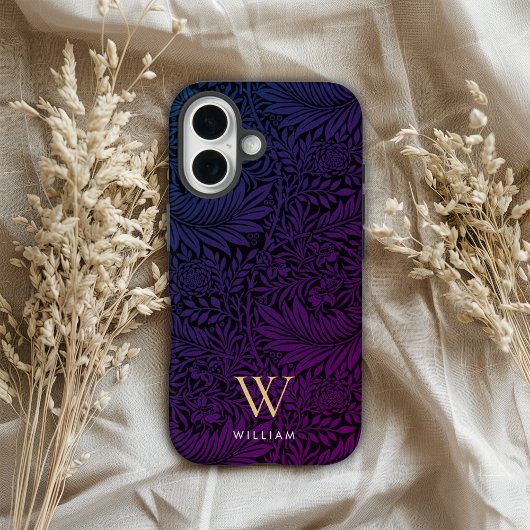 Boho Lila Blumen Gold Monogramm Name Case-Mate iPhone Hülle