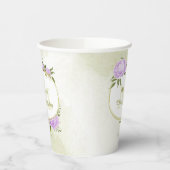 Boho lila Blumen grüne Blätter botanisch Pappbecher (Links)