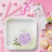 Boho lila Blumen grüne Blätter botanisch Pappteller (Party)