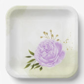 Boho lila Blumen grüne Blätter botanisch Pappteller (Vorderseite)