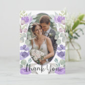 Boho Lila Blumen Hochzeit Danke (Stehend Vorderseite)