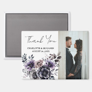 Boho Lila Blumen Hochzeit Danke Magnet