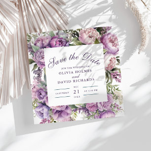 Boho Lila Blumen Hochzeit Save the Date