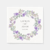 Boho Lila Blumenkranz Hochzeit Serviette (Vorderseite)
