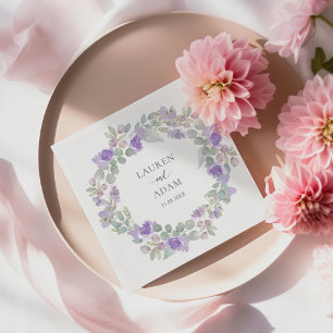 Boho Lila Blumenkranz Hochzeit Serviette