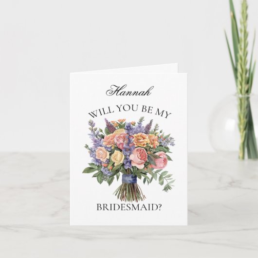 Boho Lila Bouquet Bridesmaid Vorschlag Einladung (Vorderseite)