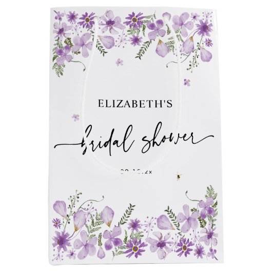 Boho Lila Brautparty Mittlere Geschenktasche Mittlere Geschenktüte (Vorderseite)
