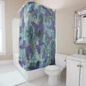 Boho Lila Butterfly & Cyan Botanic Original Duschvorhang (Beispiel)