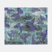 Boho Lila Butterfly & Cyan Botanic Original Fleecedecke (Vorderseite (Horizontal))