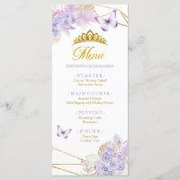 Boho Lila Butterfly Floral Princesa Quinceañera