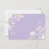 Boho Lila Butterfly Princesa Quinceañera RSVP Karte (Rückseite)