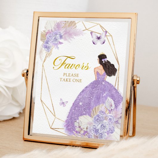 Boho Lila Butterfly Quinceañera Favoriten Poster