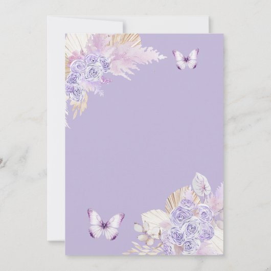 Boho Lila Butterfly XV Save the Date Kalender Einladung (Rückseite)