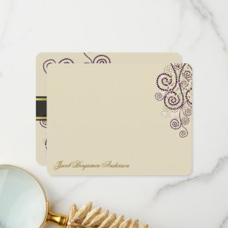 Boho Lila Dots & Spirals Elegantes Bar/Bat Mitzvah Dankeskarte