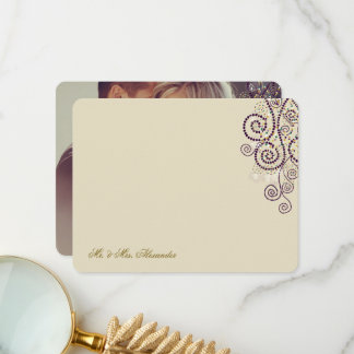 Boho Lila Dots & Spirals Elegantes Foto Hochzeit Dankeskarte