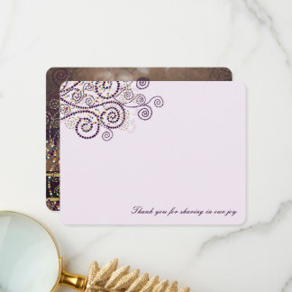 Boho Lila Dots Spirals Elegantes Foto Hochzeit Dankeskarte