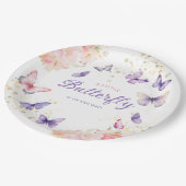 Boho Lila eine kleine Butterfly Girl Babydusche Pappteller (Schrägansicht)