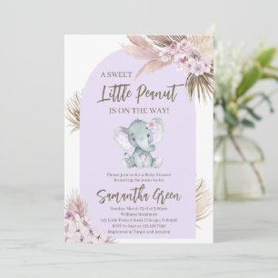 Boho Lila Elefant Baby Shower Einladung