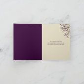Boho Lila ethnische Spiralen Elegantes Hochzeitsse Dankeskarte (Innenseite)