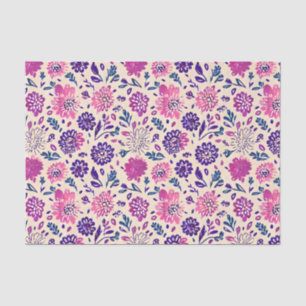 Boho Lila Floral Botanical Seidenpapier