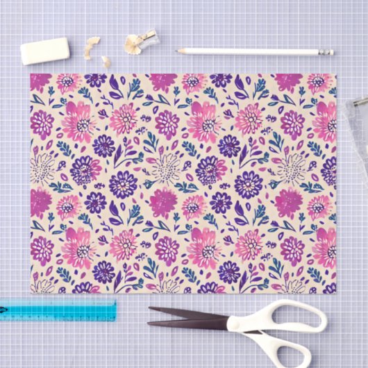 Boho Lila Floral Botanical Seidenpapier (Handwerk)