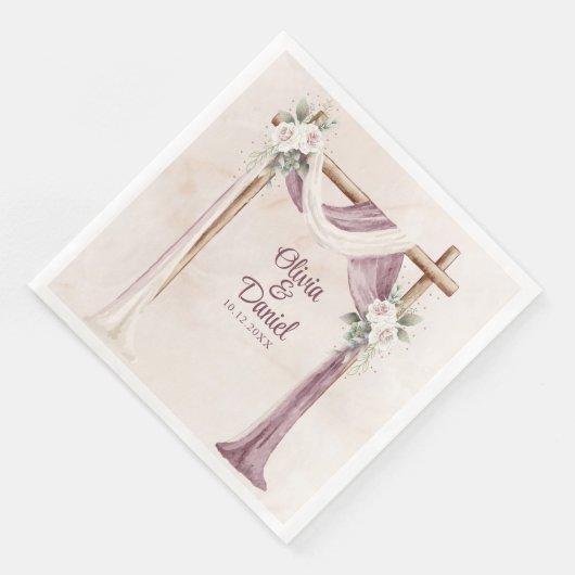 Boho Lila Floral Canopy Wedding Serviette (Ecke)