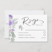 Boho Lila Floral Eucalyptus Wedding RSVP Karte (Vorderseite)