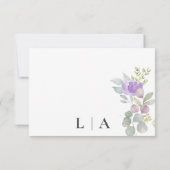 Boho Lila Floral Eucalyptus Wedding RSVP Karte (Rückseite)