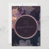 Boho Lila Floral Fall Rose Gold Foto Save The Date (Vorderseite)